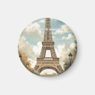 Eiffel Tower Paris Travel Vintage Retro Art Name Magnet