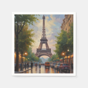 Eiffel Tower Paris Travel Vintage Retro Art Napkin