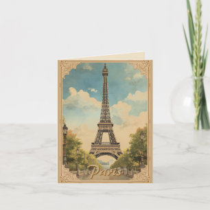 Eiffel Tower Paris Travel Vintage Style Retro Art Card