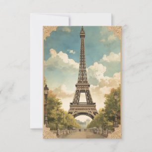 Eiffel Tower Paris Travel Vintage Style Retro Art Card