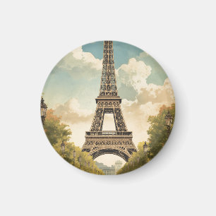 Eiffel Tower Paris Travel Vintage Style Retro Art Magnet