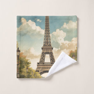 Eiffel Tower Paris Travel Vintage Style Retro Art Wash Cloth