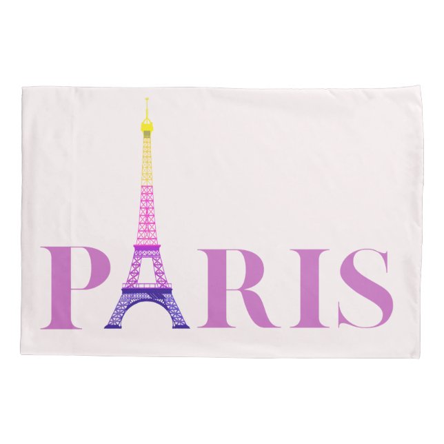 Eiffel Tower-Paris-Vibrant and Colourful- Pillowcase (Back)