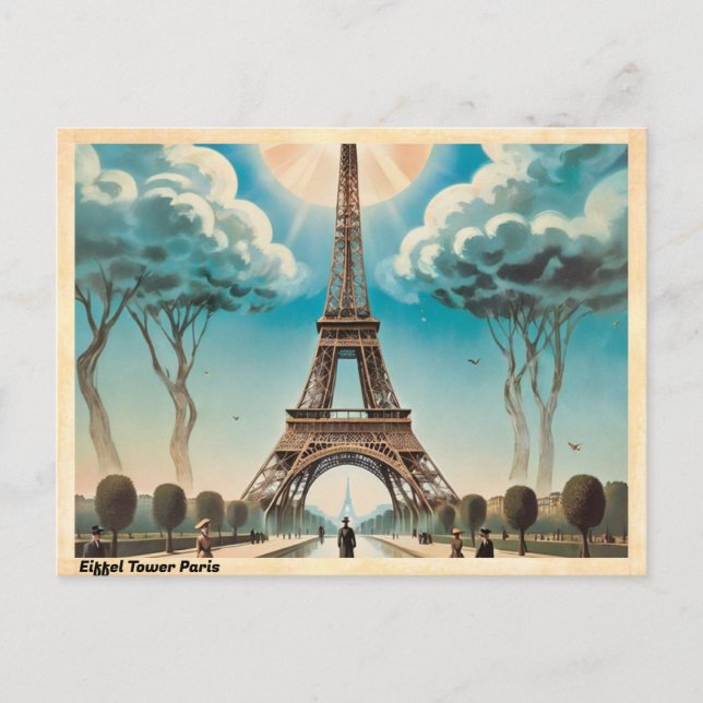  Eiffel Tower Paris Vintage Travel Postcard (Front)