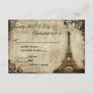 Eiffel Tower Paris Vintage Wedding RSVP Card