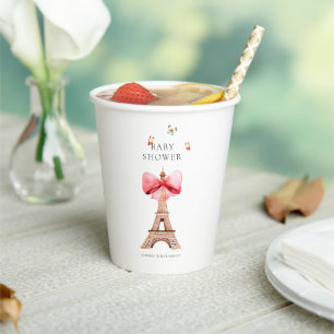 Eiffel Tower Paris Watercolor Baby Shower Paper Cups