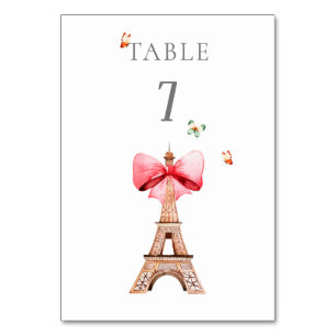 Eiffel Tower Paris  Watercolor   Table Number