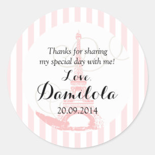 Eiffel Tower Paris Wedding Classic Round Sticker