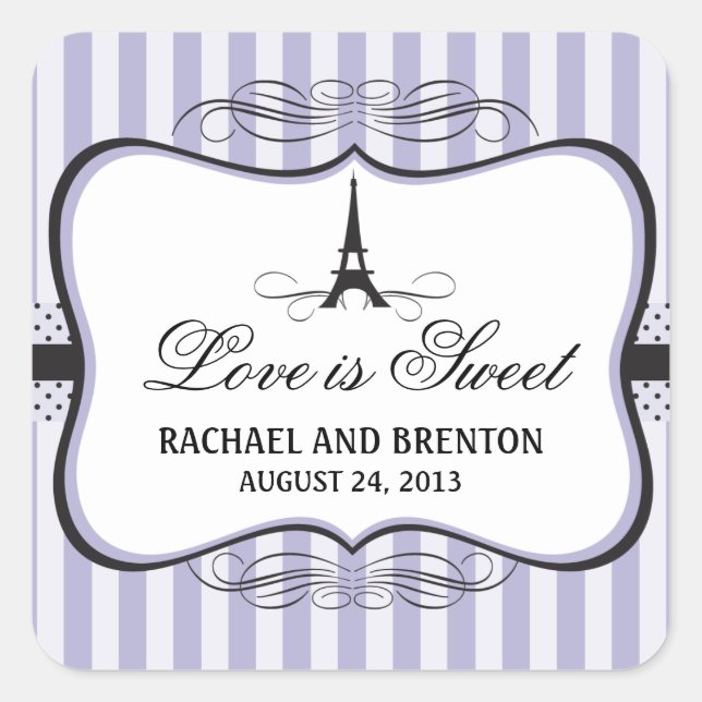 Eiffel Tower Paris Wedding Square Sticker (Front)