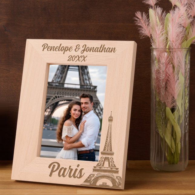 Eiffel Tower Paris with Custom Name & Date Etched Frames (Creator Uploaded)