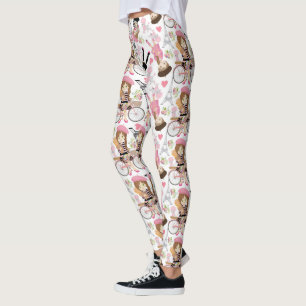 Eiffel Tower Parisian Girl Paris Flower Pink Heart Leggings