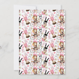 Eiffel Tower Parisian Girl Paris Flowers Pink Thank You Card