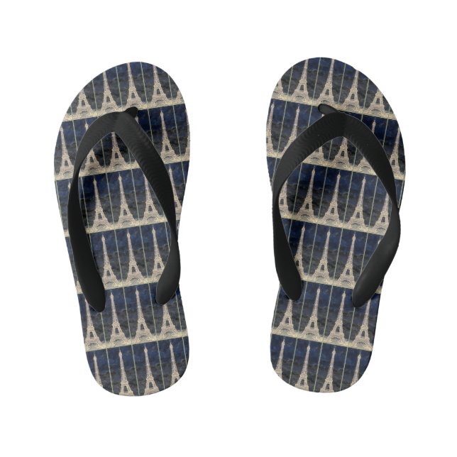Eiffel Tower Pattern Kid's Thongs (Footbed)