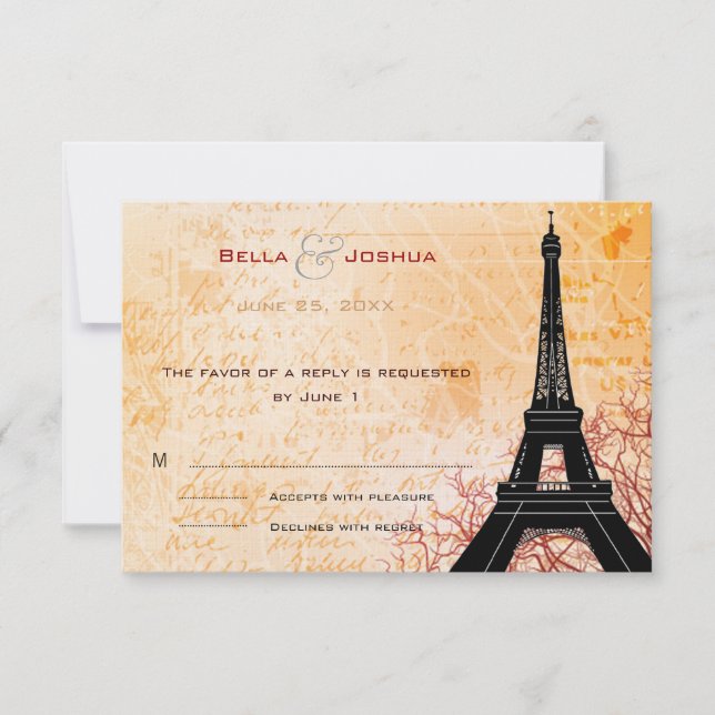Eiffel Tower Peach RSVP (Front)