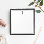 Eiffel Tower Personalised Notepad | Black & White<br><div class="desc">Add a touch of Paris style to your desk! Simple and chic,  our personalised memo notepad features your name or monogram topped by a small,  hand drawn Eiffel tower silhouette illustration in black,  framed by a thin black border.</div>