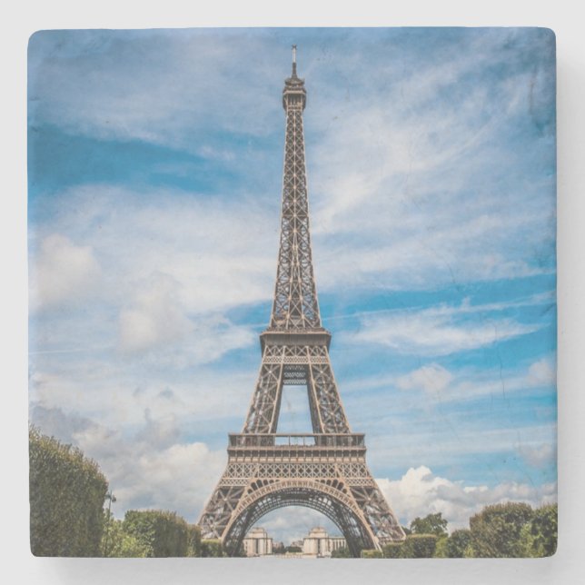 Eiffel tower photo stone coaster (Front)