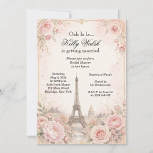 Eiffel Tower Pink Paris Bridal Shower Invitation