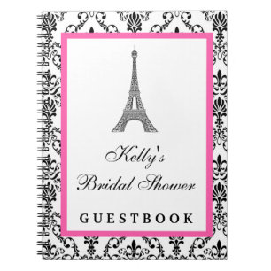 Eiffel Tower Pink Paris Custom Guest Book
