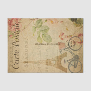 Eiffel Tower Pink Roses French Ephemera Decoupage  Tissue Paper