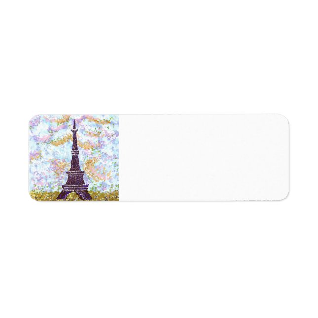 Eiffel Tower Pointillism sky grass address labels (Front)