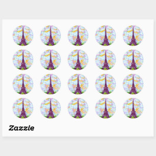 Eiffel Tower Pointillism Spring Landscape Classic Round Sticker