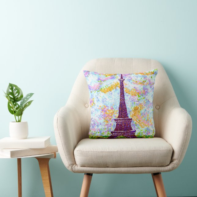 Eiffel Tower Pointillism Spring Landscape Cushion (Chair)