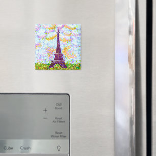 Eiffel Tower Pointillism Spring Landscape Magnet