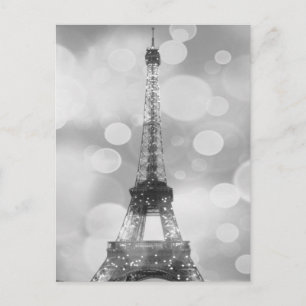 Eiffel Tower Post Card, Black & White, Vertical Postcard