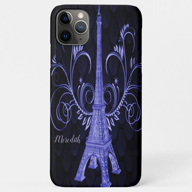 Eiffel Tower Purple Floral Swirls Case-Mate iPhone Case (Back)