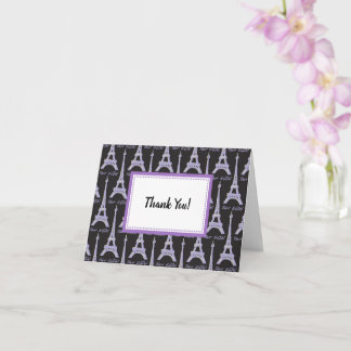 Eiffel Tower Purple Thank You Cards
