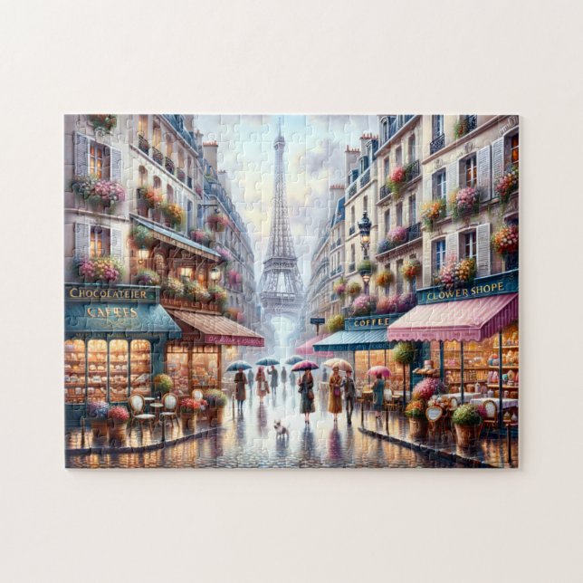 Eiffel Tower Rainy Day in Paris Jigsaw Puzzle (Horizontal)
