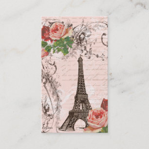 Eiffel Tower Red & Pink Rose Business Card