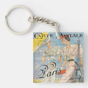 Eiffel Tower Romance,Vintage Parisian Dreams Key Ring