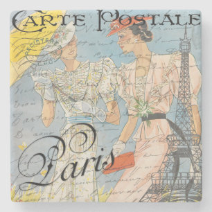 Eiffel Tower Romance,Vintage Parisian Dreams Stone Coaster