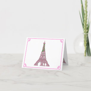 Eiffel Tower Rose Roses French Topiary art  Thank  Thank You Card