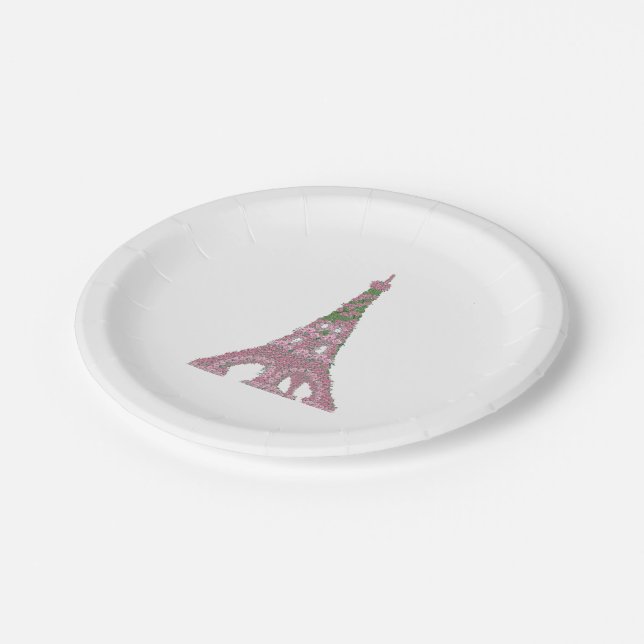Eiffel Tower Rose Roses Topiary art Paper Plates (Angled)