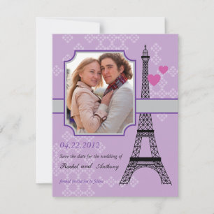 Eiffel Tower Save The Date Photo Card Invitation