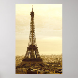 eiffel tower sepia poster