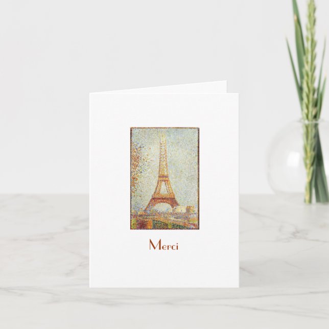 Eiffel Tower, Seurat Thank You Note Card (Front)