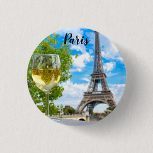 Eiffel tower shot glass 3 cm round badge