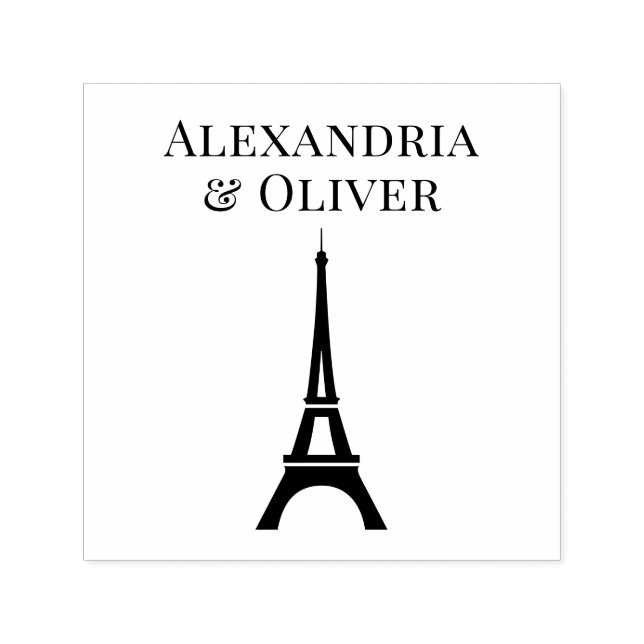 Eiffel Tower Silhouette First Last Name or Couple Self-inking Stamp (Design)