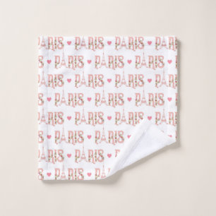 Eiffel Tower Silhouette Paris Flowers French Heart Wash Cloth