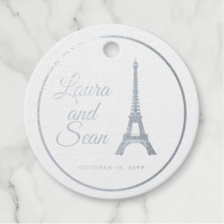 Eiffel Tower Silver Foil wedding decor Favour Tags