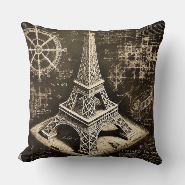 Eiffel Tower Sketch Cushion (Front)