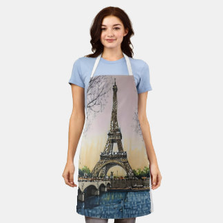 Eiffel Tower Sketch – Paris Landmark  Apron