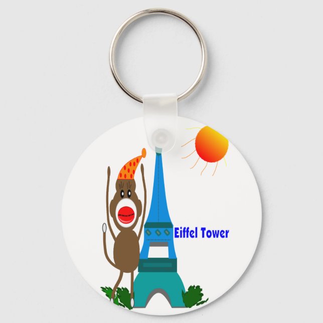 Eiffel Tower Sock Monkey Gifts Key Ring (Front)