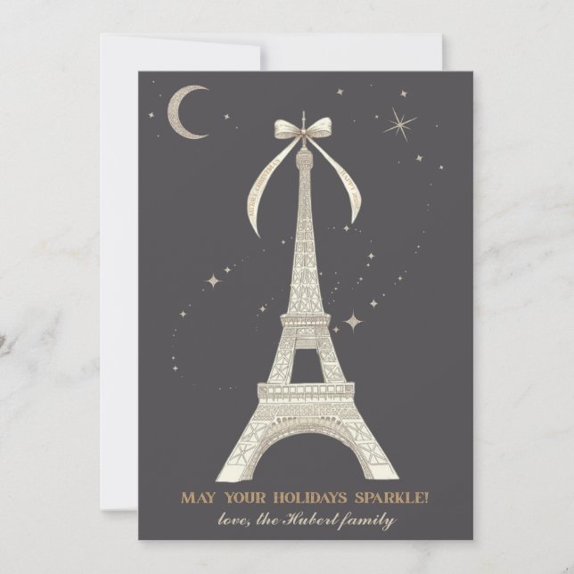 Eiffel Tower Sparkling Holiday Card (Front)