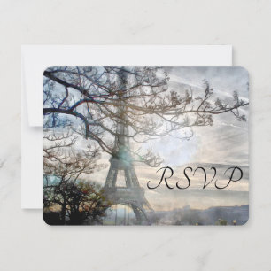 Eiffel Tower Spring Sunrise Watercolor RSVP Card