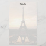 Eiffel Tower Stationery<br><div class="desc">The French icon fat sunset.. Customisable text
See matching envelope.</div>