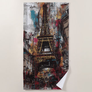 Eiffel Tower Street Art Paris Urban Graffiti Beach Towel